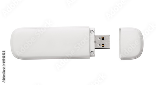 White usb flash drive isolated on the white background