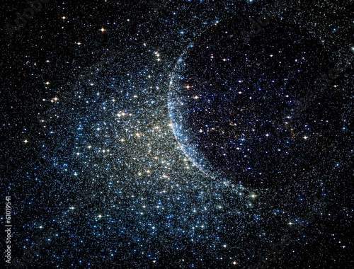 Stars clusters on the background of vast cosmic sphere.