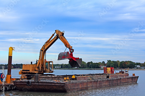 Barge Dredging Harbor