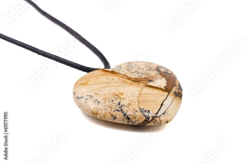 Picture jasper heart with leather string