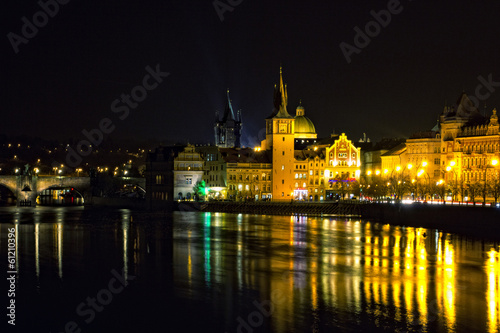 Vltava river in Prague in the night