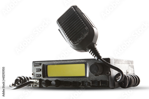 cb radio transceiver station and loud speaker holding on air on