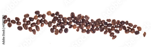 Coffe beans over white background