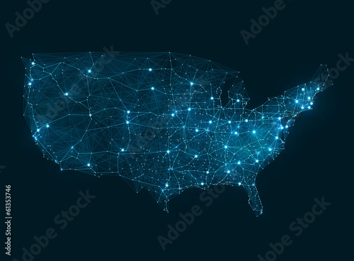 Abstract telecommunication network map - USA