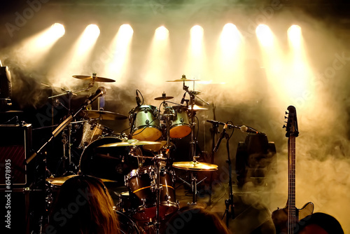 Music Instruments, Drums/Guitar on stage