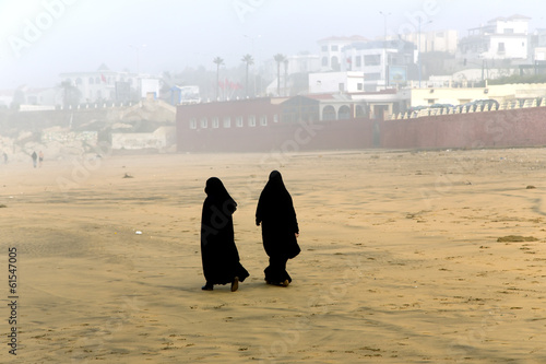 Two Arabic women are in a yashmak in Casablanca, Morocco