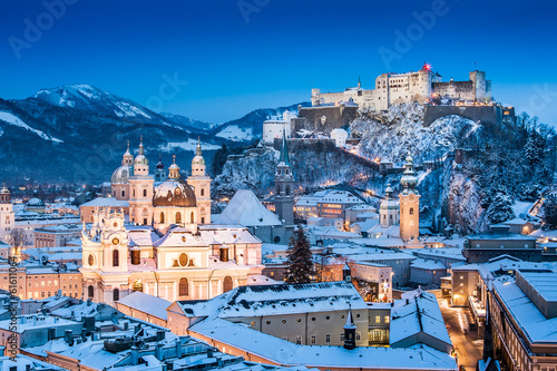 Historic city of Salzburg in winter, Salzburger Land, Austria