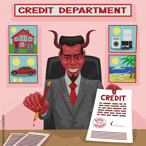 The devil offers credit for consumer needs for the client.