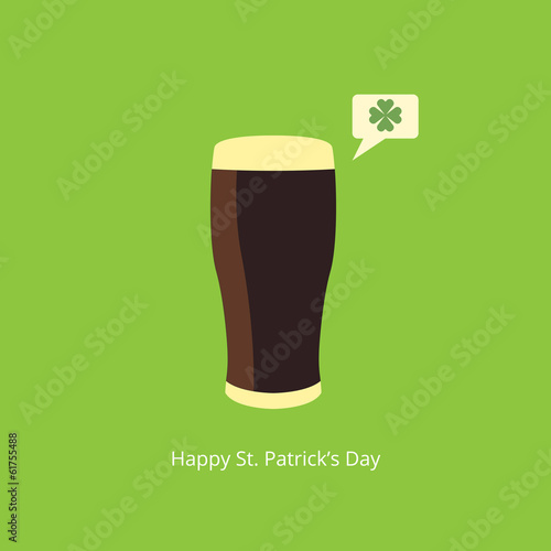 Beer with speach bubble. Saint Patricks Day greeting card