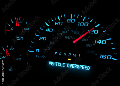 Vehicle over speed dashboard warning light