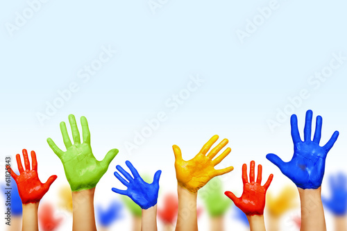 Colourful hands isolated on white