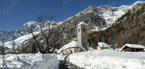 Old Church in winter season, Macugnaga - Italy