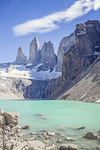 Torres del Paine mountains and lake, Chile.