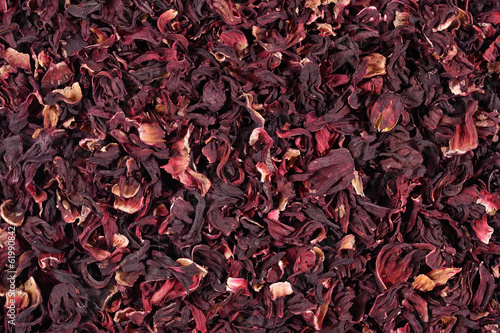 Pile of dried petals of hibiscus