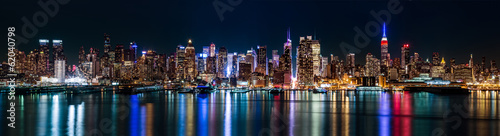 New York midtown panorama by night