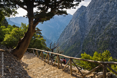 Trail through Samaria gorge, island of Crete