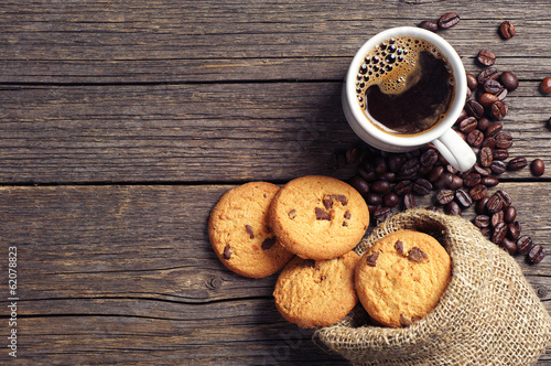 Cup of coffee and cookies