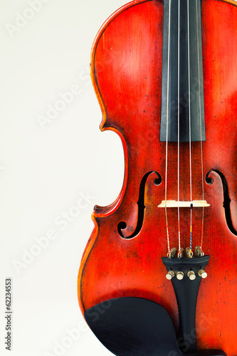 Vintage violin section on white background