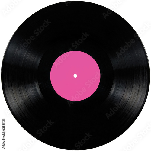 Black vinyl record lp album disc; isolated disk pink label