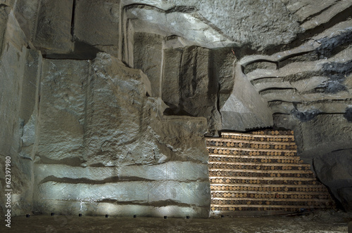 Wall in Salt Mine in Wieliczka, Poland