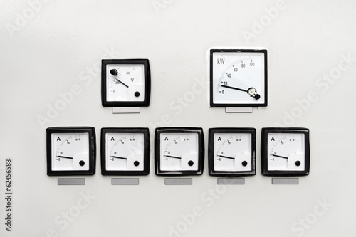 Control panel with ampere, volt and watt meter devices