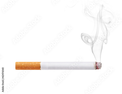 Smoking cigarette isolated on white background