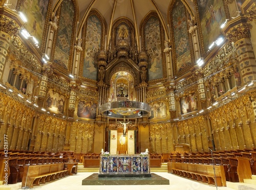 Interior of Basilica in Montserrat monastery, Spain