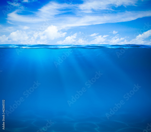 Sea or ocean water surface and underwater