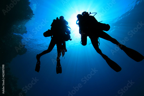 Two Scuba Divers silhouette