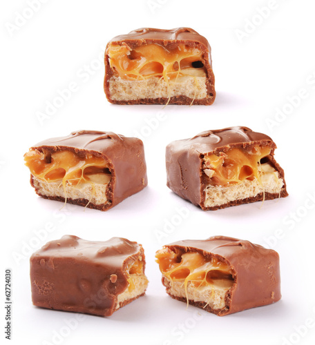 Snickers bar set with clipping path.