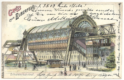 Gruss aus Elberfeld, Schwebebahnhof 1903 (hist. Postkarte)