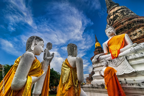 Buddhas at Wat Yai Chai Mongkhon temple. Ayutthaya, Thailand