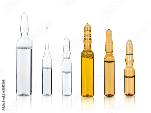 medical ampules collection isolated on the white background