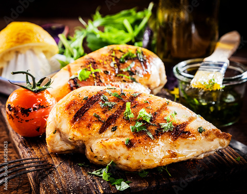 Marinated grilled healthy chicken breasts