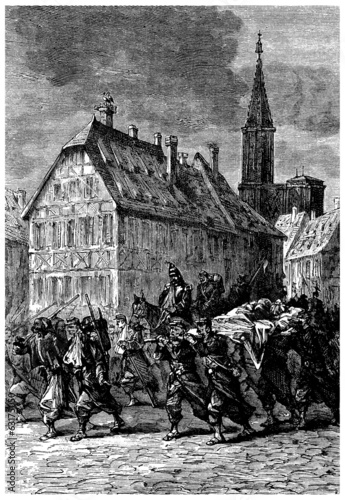 A Scene : War 1870 - Strasbourg - 19th century