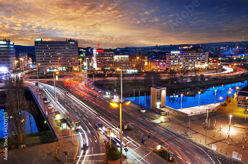 Saarbrücken Nachtaufnahme Panorama abends