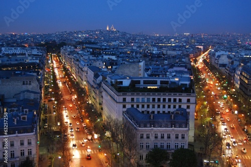 Paris city streets at night