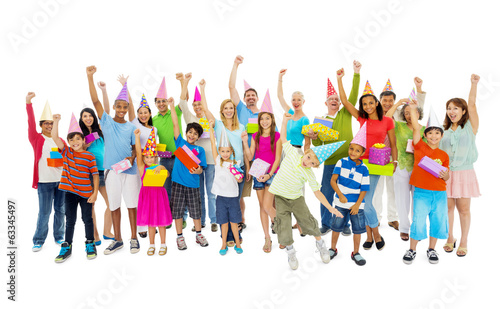 Multiethnic Colorful People Celebrating