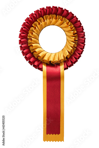 Red and gold rosette isolated on white