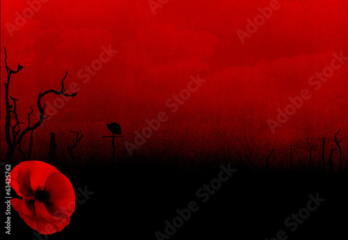 WW1 First World War Abstract Background with Poppy