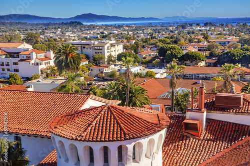 Court House Orange Roofs Pacific Ocean Santa Barbara California