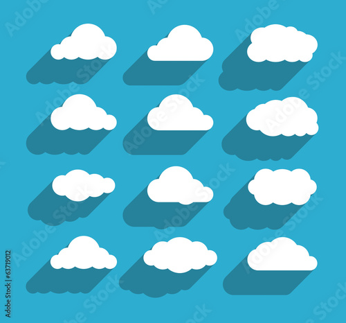 Flat design cloudscapes collection. Flat shadows