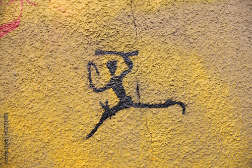 cazador hombre prehistoria graffiti pared pintado 1607-f14