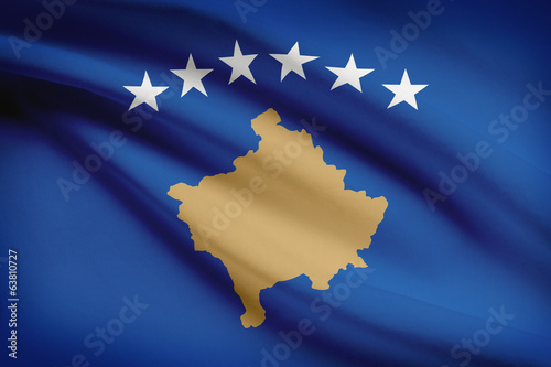 Series of ruffled flags. Republic of Kosovo.