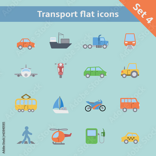 Transportation flat icons set