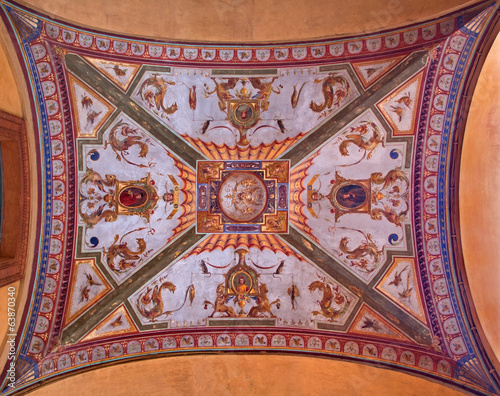 Bologna - ceiling of external corridor of Via Farini