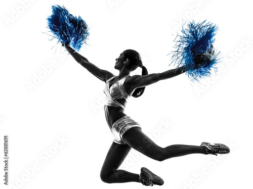 young woman cheerleader cheerleading silhouette