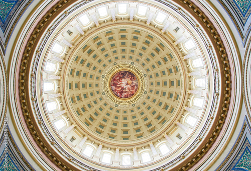 Interior of the dome of the Wisconsin State Capitol building in