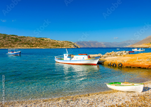 traditional fishing boats in Amorgos island in Greece