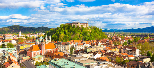 Panorama of Ljubljana, Slovenia, Europe.